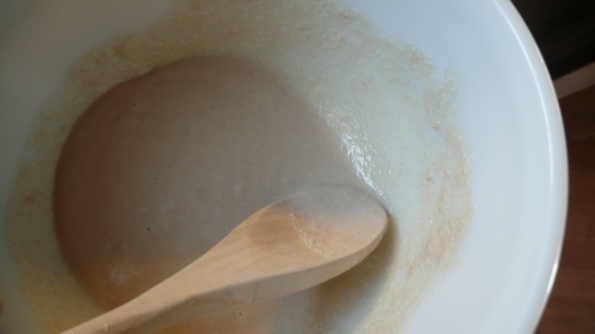 Rice flour, sugar, water, oil and salt make the topping